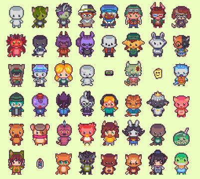 Cafe Dot RPG overworld sprites